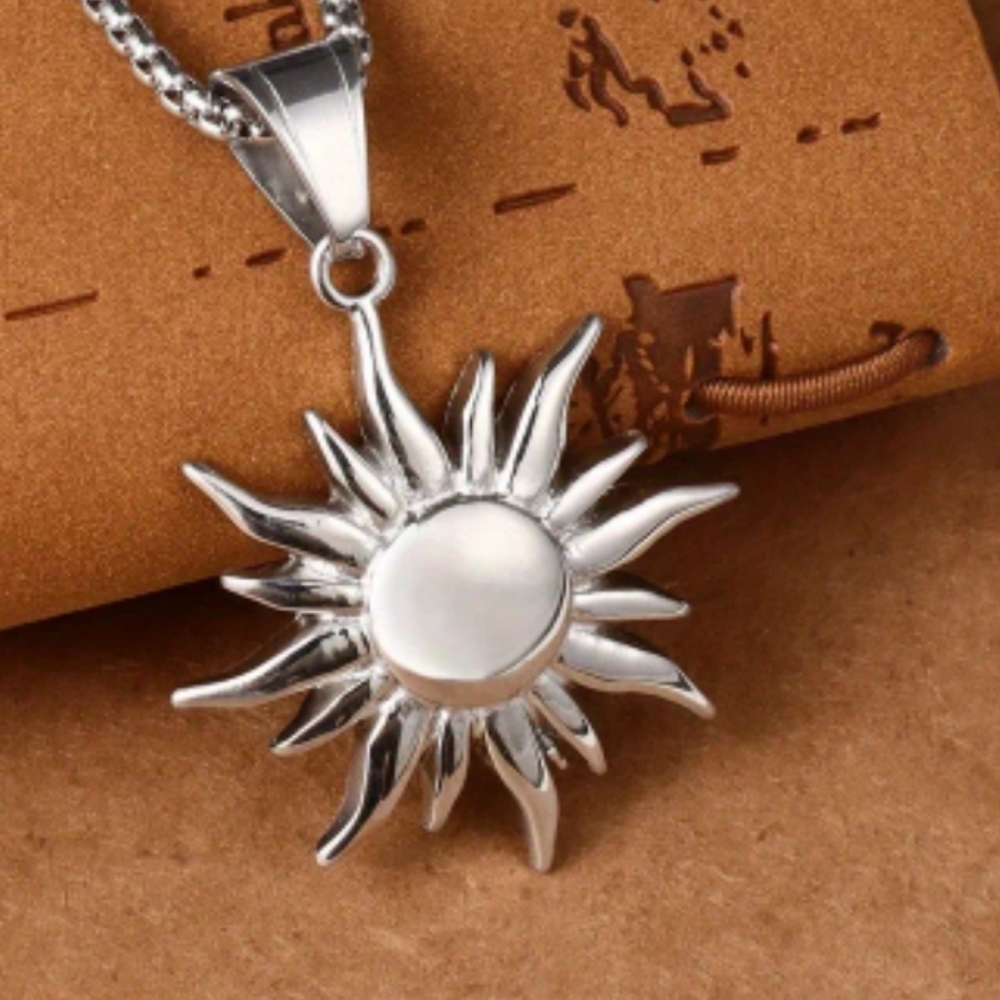 SOLD-Mens 3D Sun Necklace.